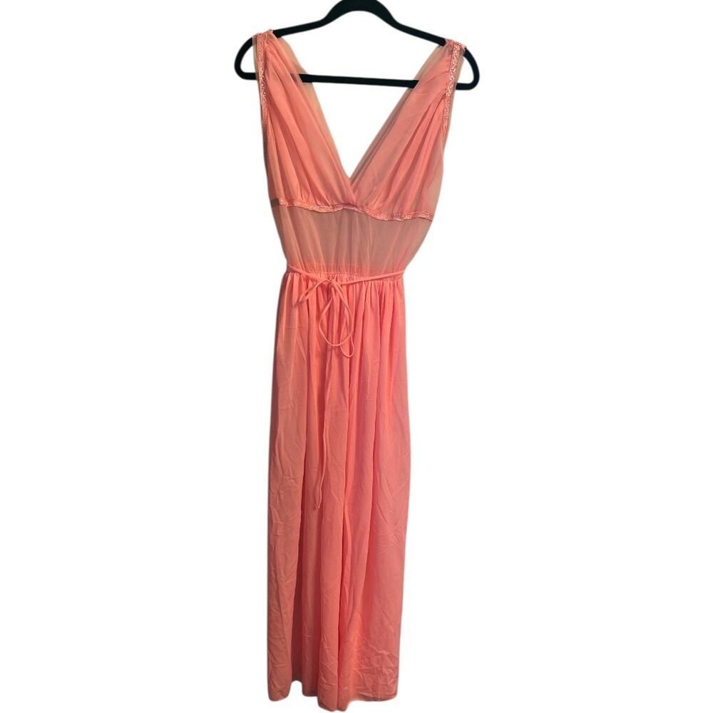 EUC Vintage 60’s Pink Pandora Long Night Gown Marked Size 36 Fits Small